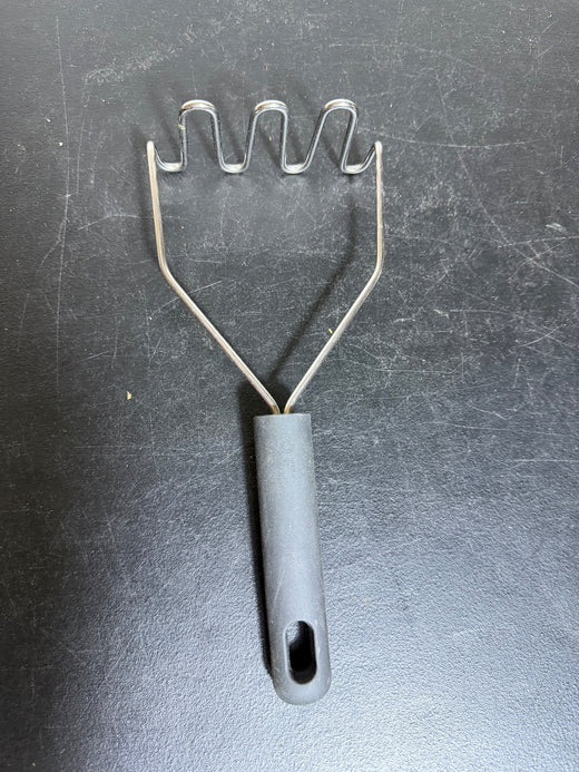 Stainless Steel Potato Masher with Grey Handle Kitchen Utensil - Wormhole Thrift