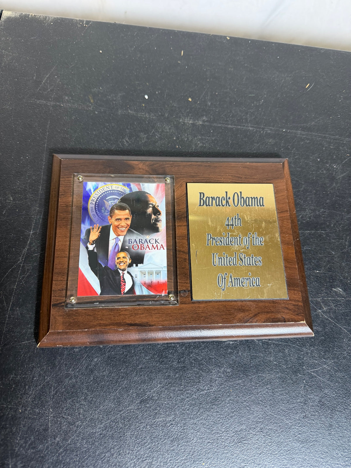 Barack Obama 44th President Commemorative Wood Plaque - Wormhole Thrift