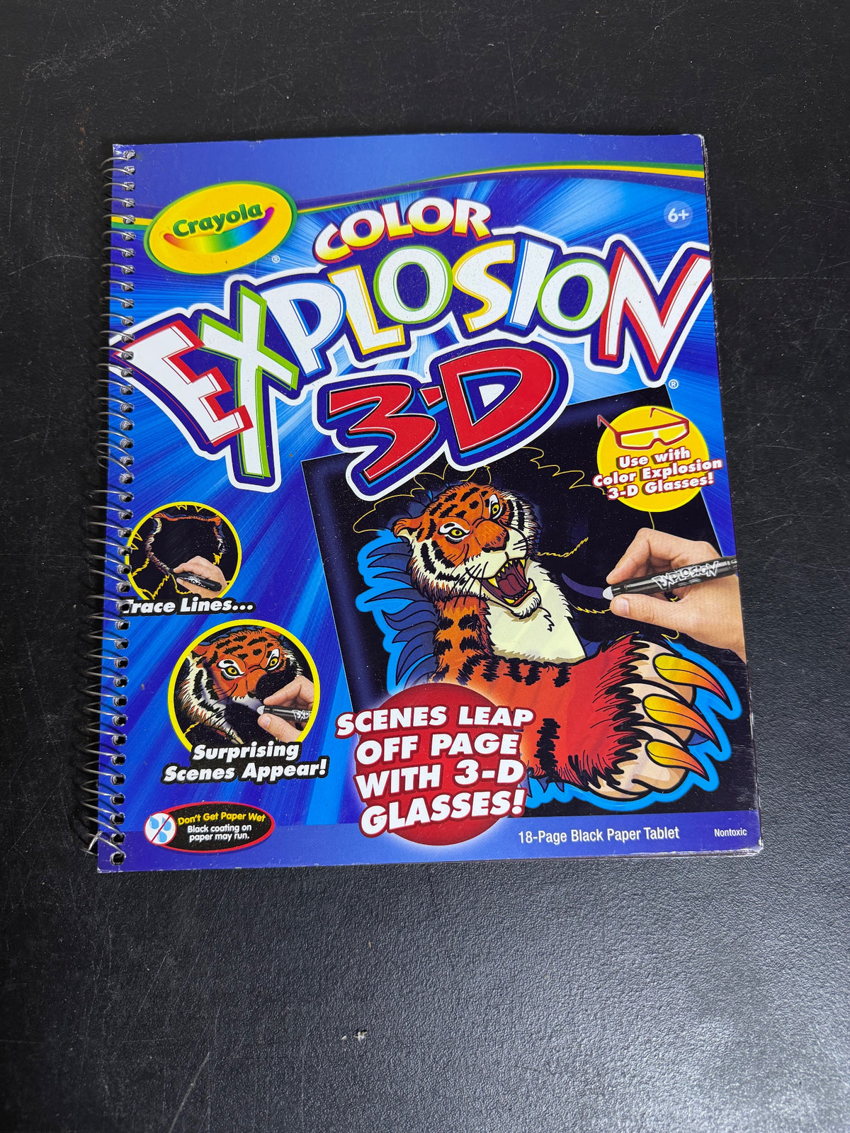 Crayola Color Explosion 3-D 18-Page Black Paper Tablet Activity Book - Wormhole Thrift