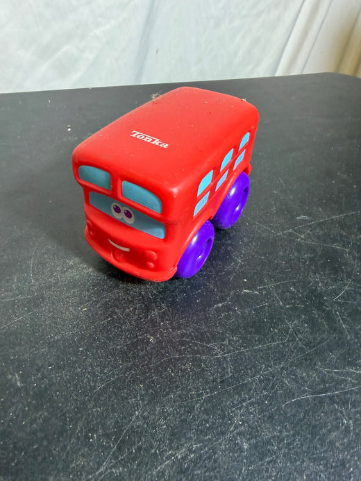 Tonka Red Plastic Toy Bus with Purple Wheels - 2007 Hasbro - Wormhole Thrift