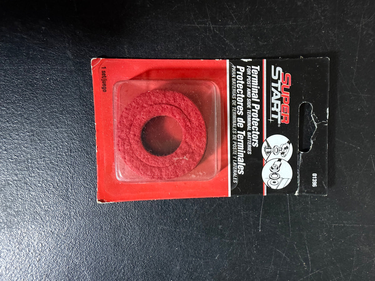 SUPER START Battery Terminal Protectors 1 Set Red Felt Rings New Sealed - Wormhole Thrift
