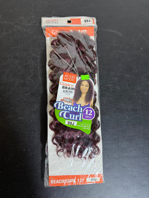 MODEL MODEL Glance Braid Beach Curl 12" Crochet Hair Extensions - Color 99J - Wormhole Thrift