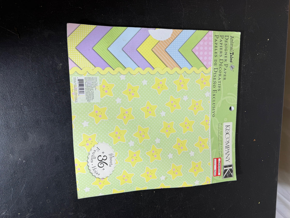 K&Company Animal Tales 12x12 Designer Paper Pad 36 Sheets Scrapbooking - Wormhole Thrift