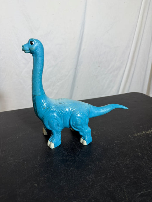 Blue Plastic Brontosaurus Dinosaur Toy Figure - 8.25" Tall, 10.25" Long - Wormhole Thrift