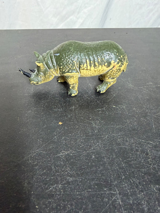 Vintage Green Rhinoceros Animal Figurine Toy - Made in China - Wormhole Thrift