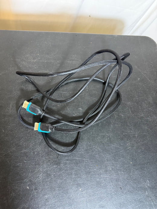 Black Braided HDMI Cable with Blue Accents - Wormhole Thrift