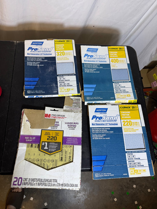 Norton & 3M Sandpaper Jobpacks - 4 Packs, Assorted Grits, 20 Sheets Each - Wormhole Thrift