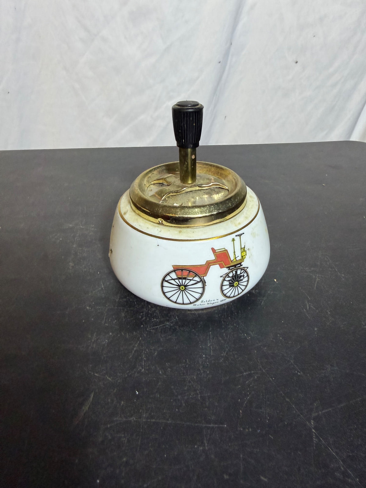 Vintage Royal Porzellan Bavaria KPM Germany Push Down Ashtray Antique Cars - Wormhole Thrift