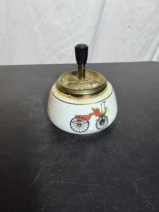 Vintage Royal Porzellan Bavaria KPM Germany Push Down Ashtray Antique Cars - Wormhole Thrift