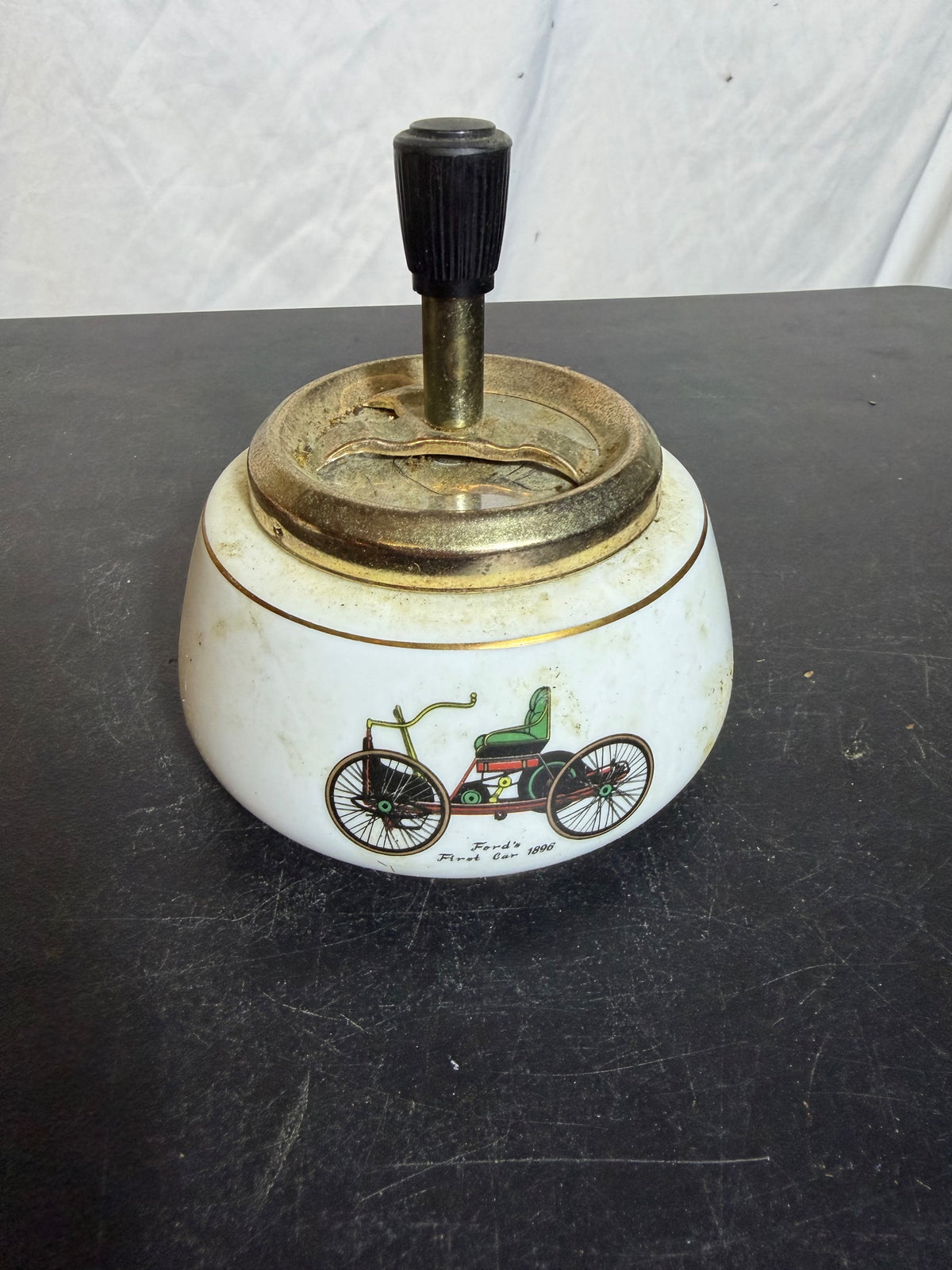 Vintage Royal KPM Bavaria Porcelain Spinner Ashtray Early Cars - Wormhole Thrift