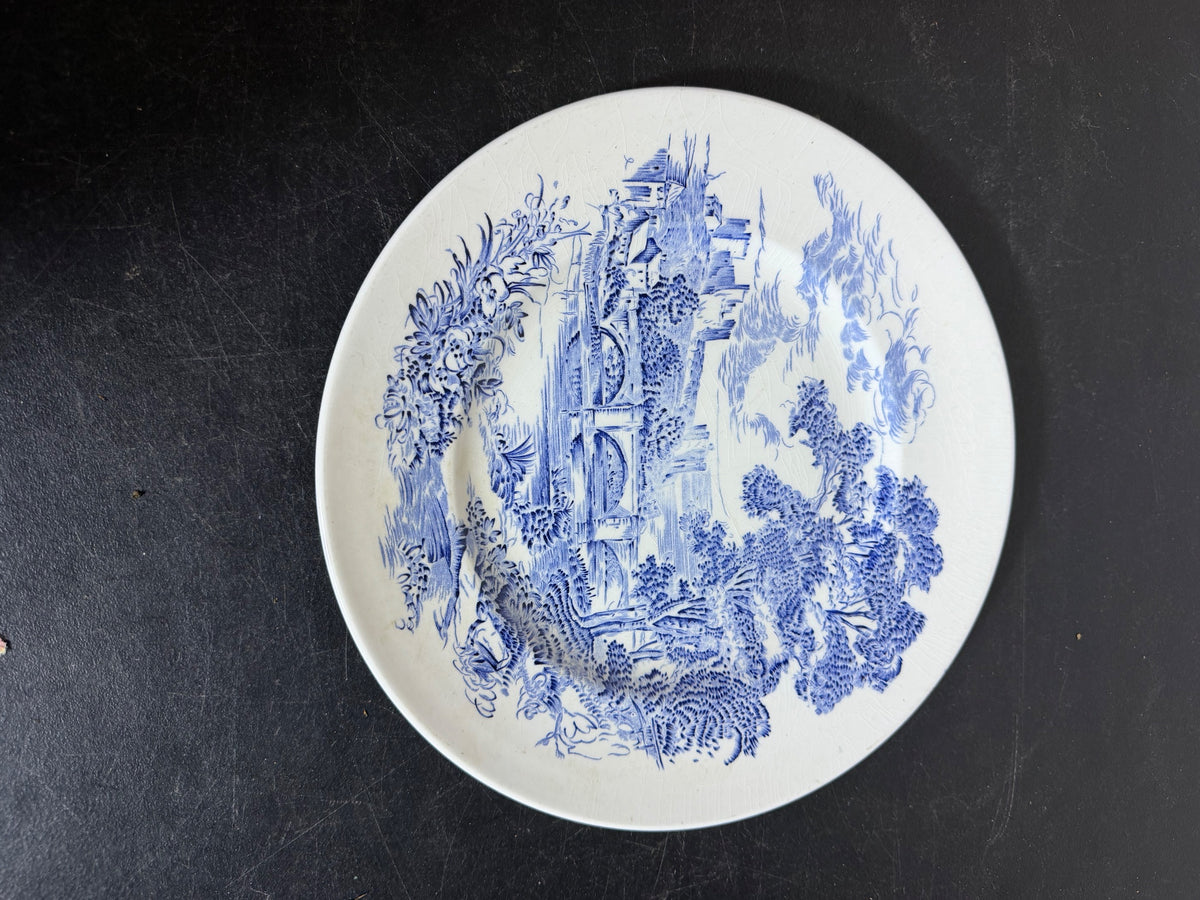 Vintage Enoch Wedgwood Countryside Blue & White Transferware Plate 9.25" - Wormhole Thrift