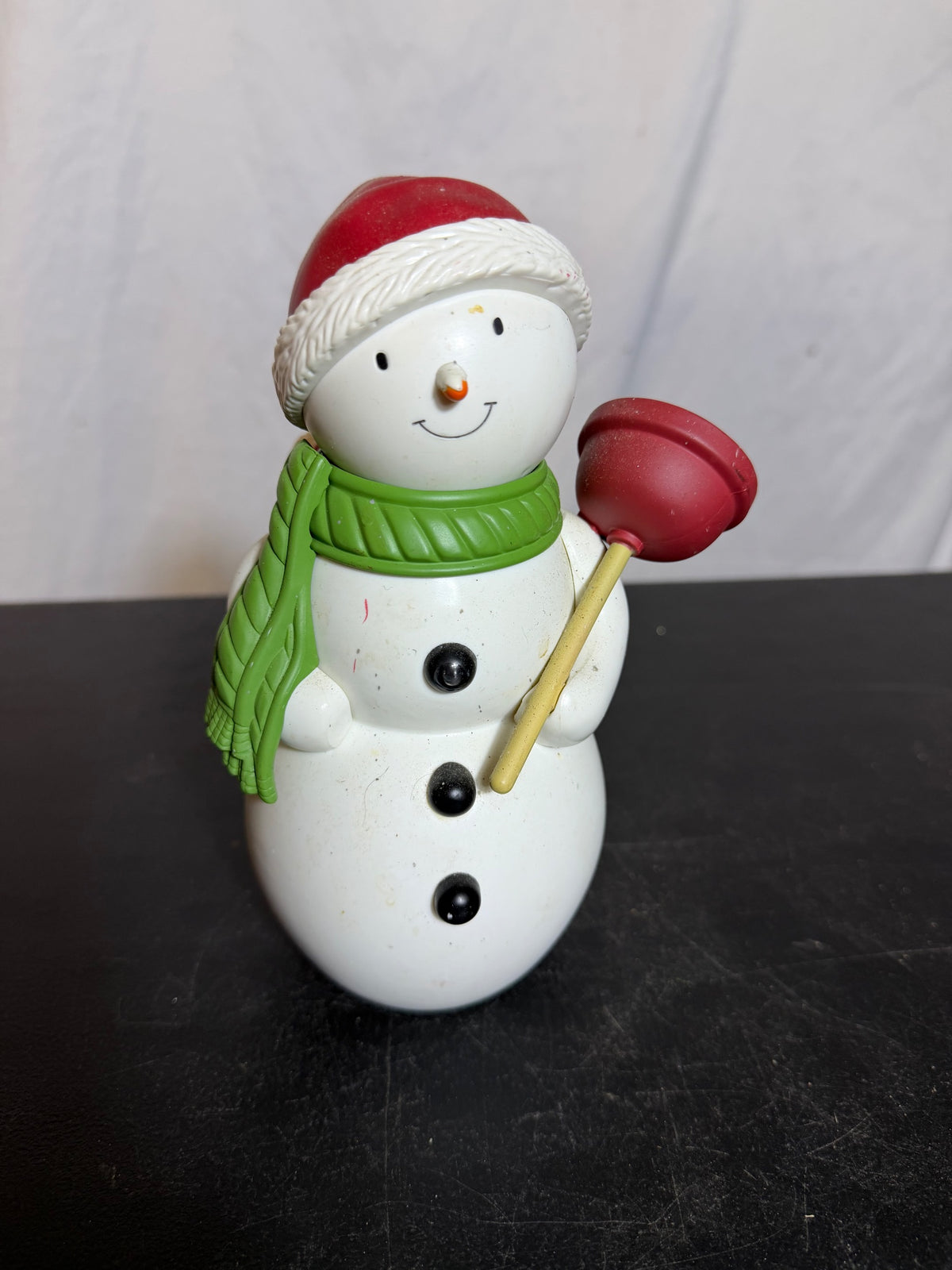 Electronic Light-Up Snowman Figurine with Plunger Christmas Decor - Wormhole Thrift
