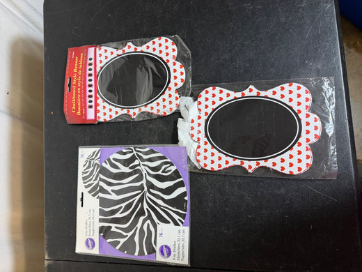 Wilton Chalkboard Banner & Zebra Doilies Party Decor Lot - Wormhole Thrift