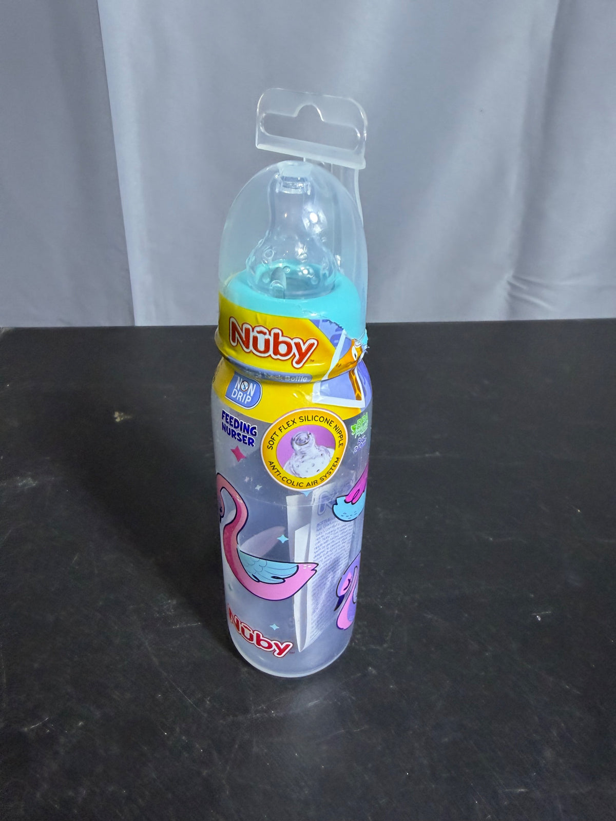 Nuby Non-Drip Feeding Nurser Baby Bottle w/ Soft Flex Silicone Nipple - Wormhole Thrift