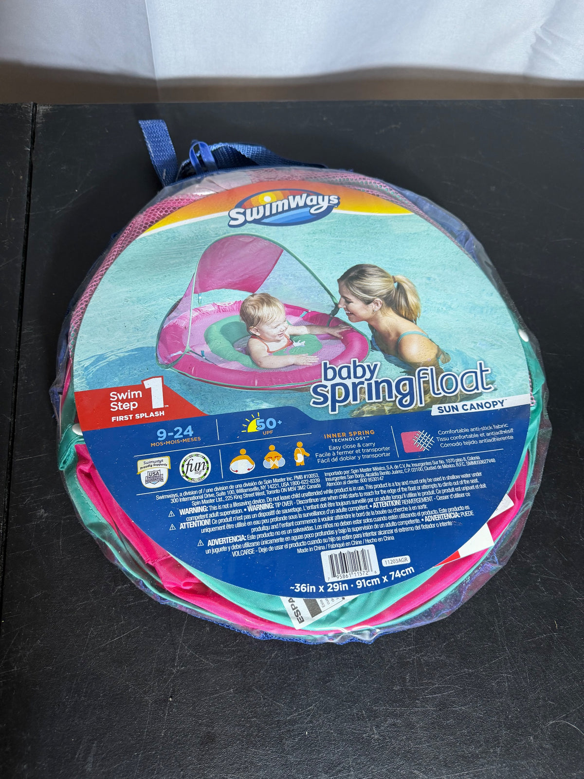 SwimWays Swim Step 1 First Splash Baby Spring Float Sun Canopy 9-24 Mos - Wormhole Thrift