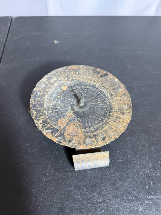 Vintage Metal Sundial Garden Decor - Approx 6.25" Diameter - Wormhole Thrift
