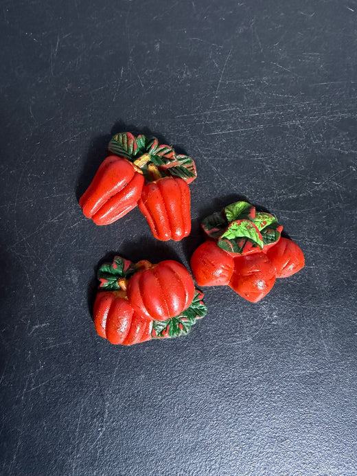 Vintage Red Vegetable Fruit Refrigerator Magnets Set of 3 Kitchen Decor - Wormhole Thrift