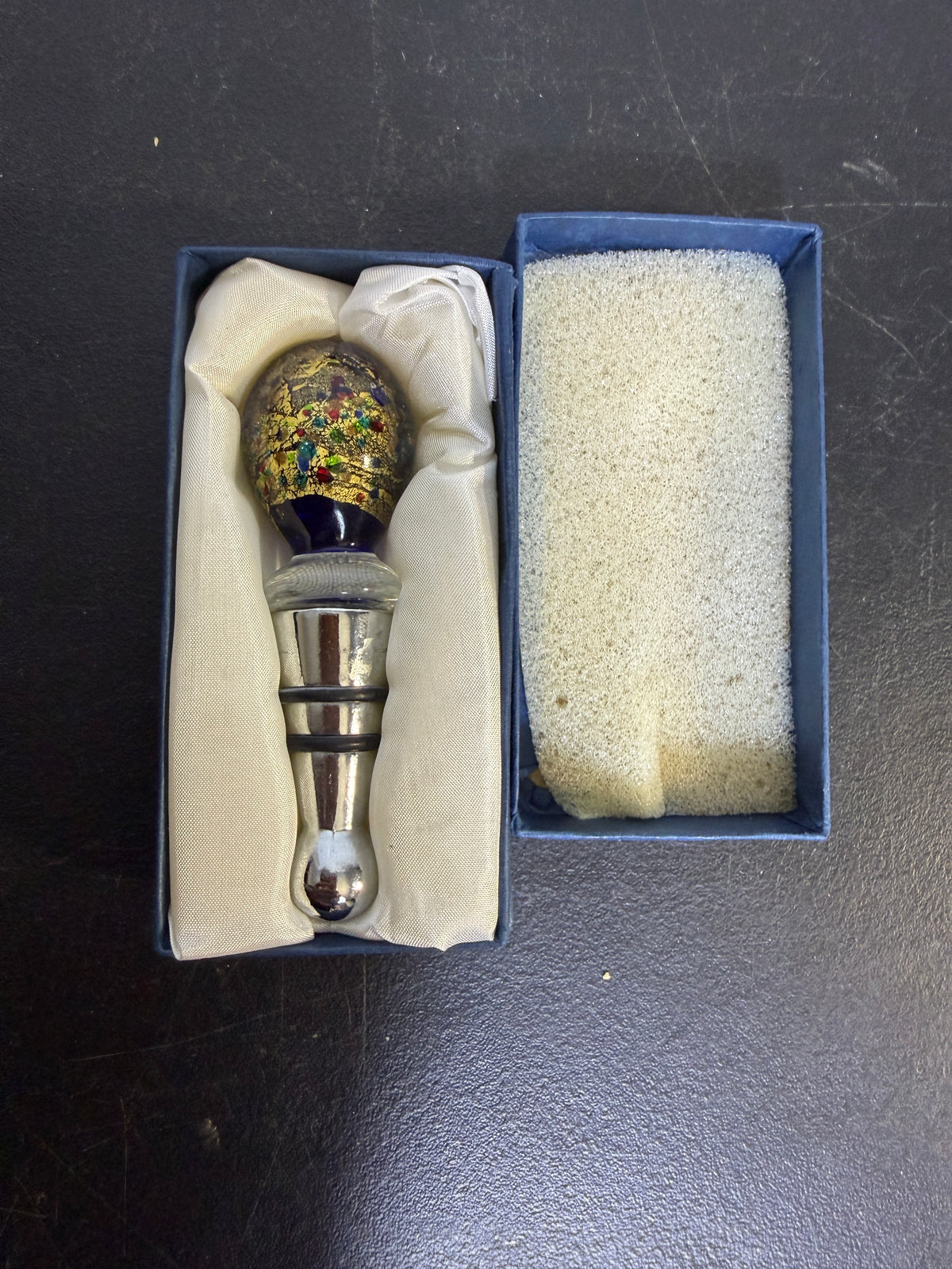 House of Marbles Art Glass Bottle Stopper in Box - Wormhole Thrift